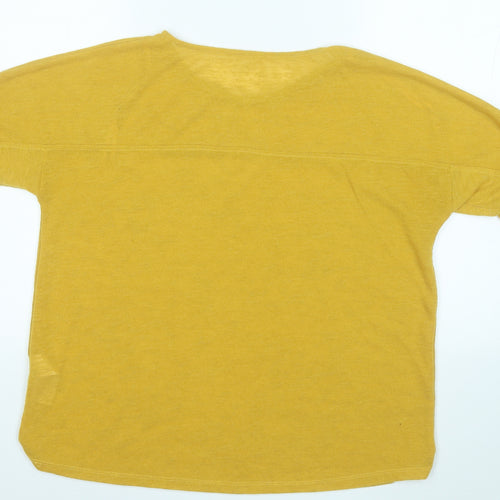 Debenhams Womens Yellow Round Neck  Polyester Pullover Jumper Size 14