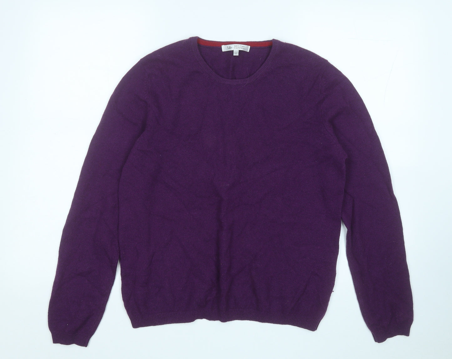 Isle Womens Purple Round Neck  Cashmere Pullover Jumper Size M