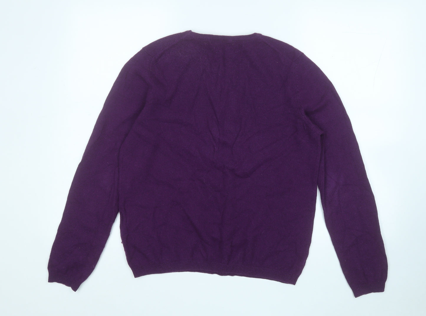 Isle Womens Purple Round Neck  Cashmere Pullover Jumper Size M