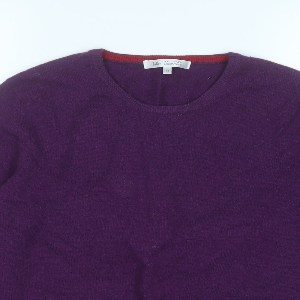 Isle Womens Purple Round Neck  Cashmere Pullover Jumper Size M