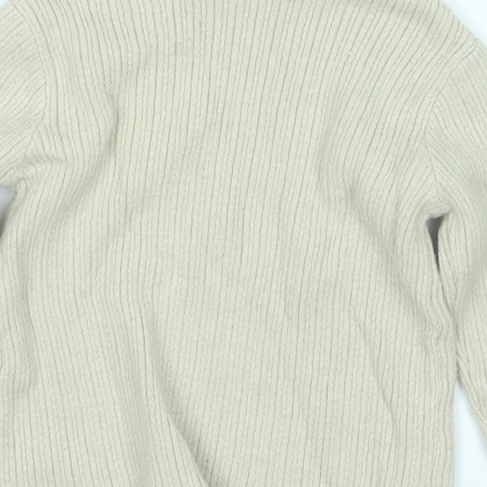 Zara Girls Beige Round Neck  Viscose Pullover Jumper Size 3-4 Years