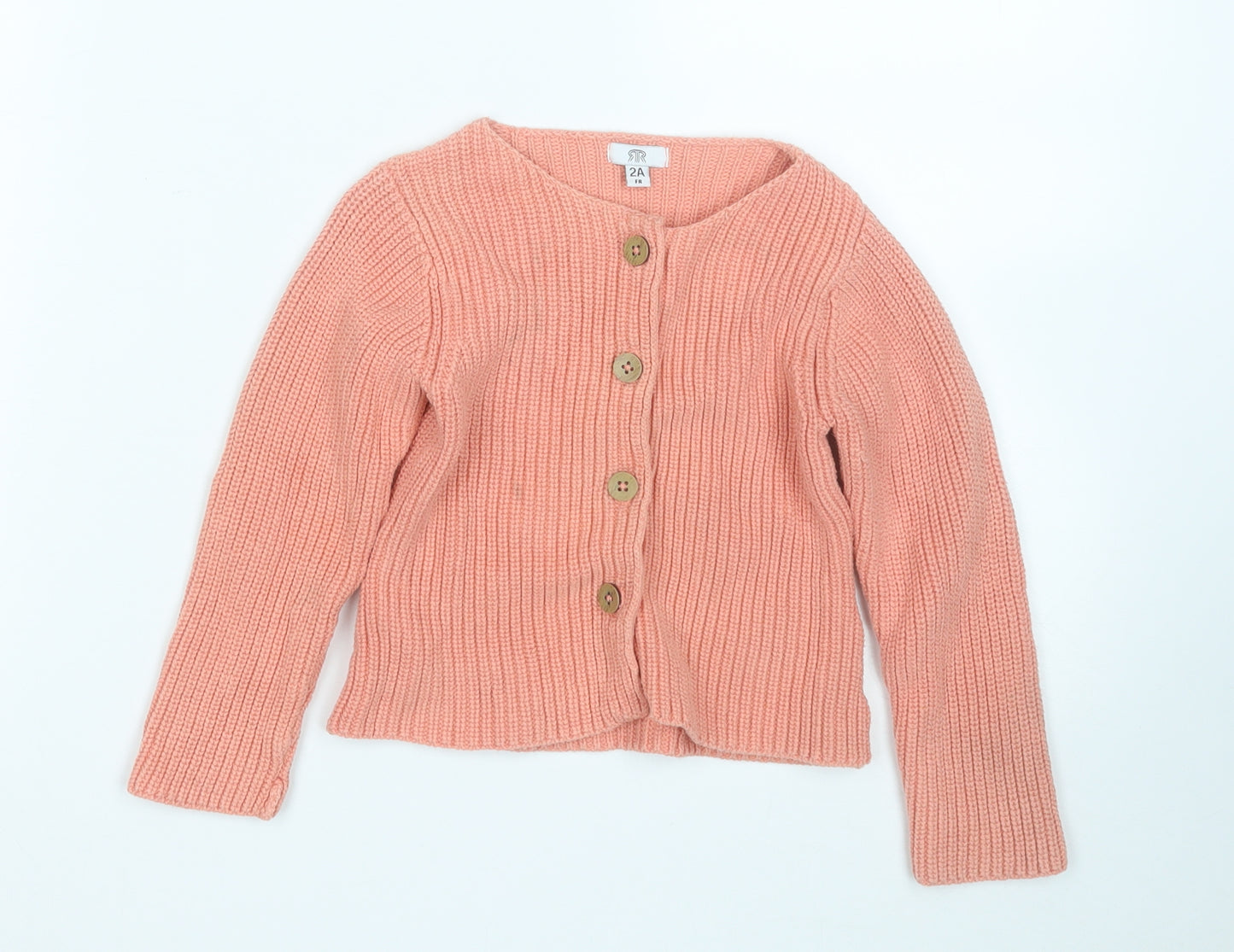 River Island Girls Pink Round Neck  Cotton Cardigan Jumper Size 2-3 Years