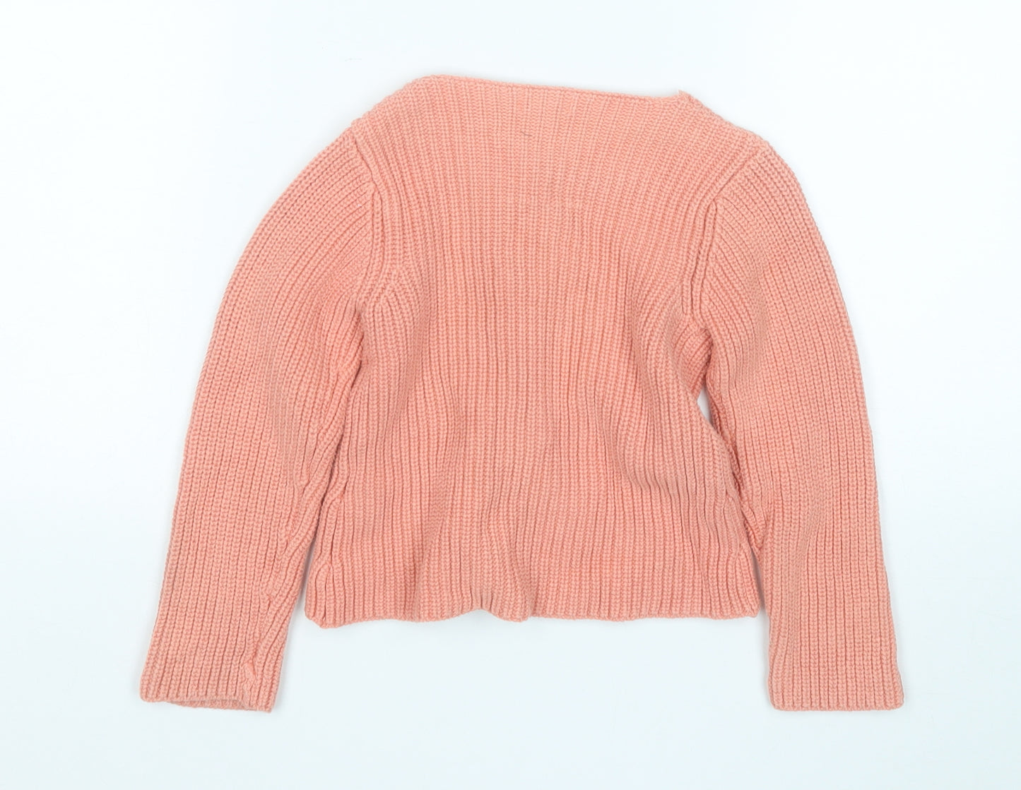 River Island Girls Pink Round Neck  Cotton Cardigan Jumper Size 2-3 Years