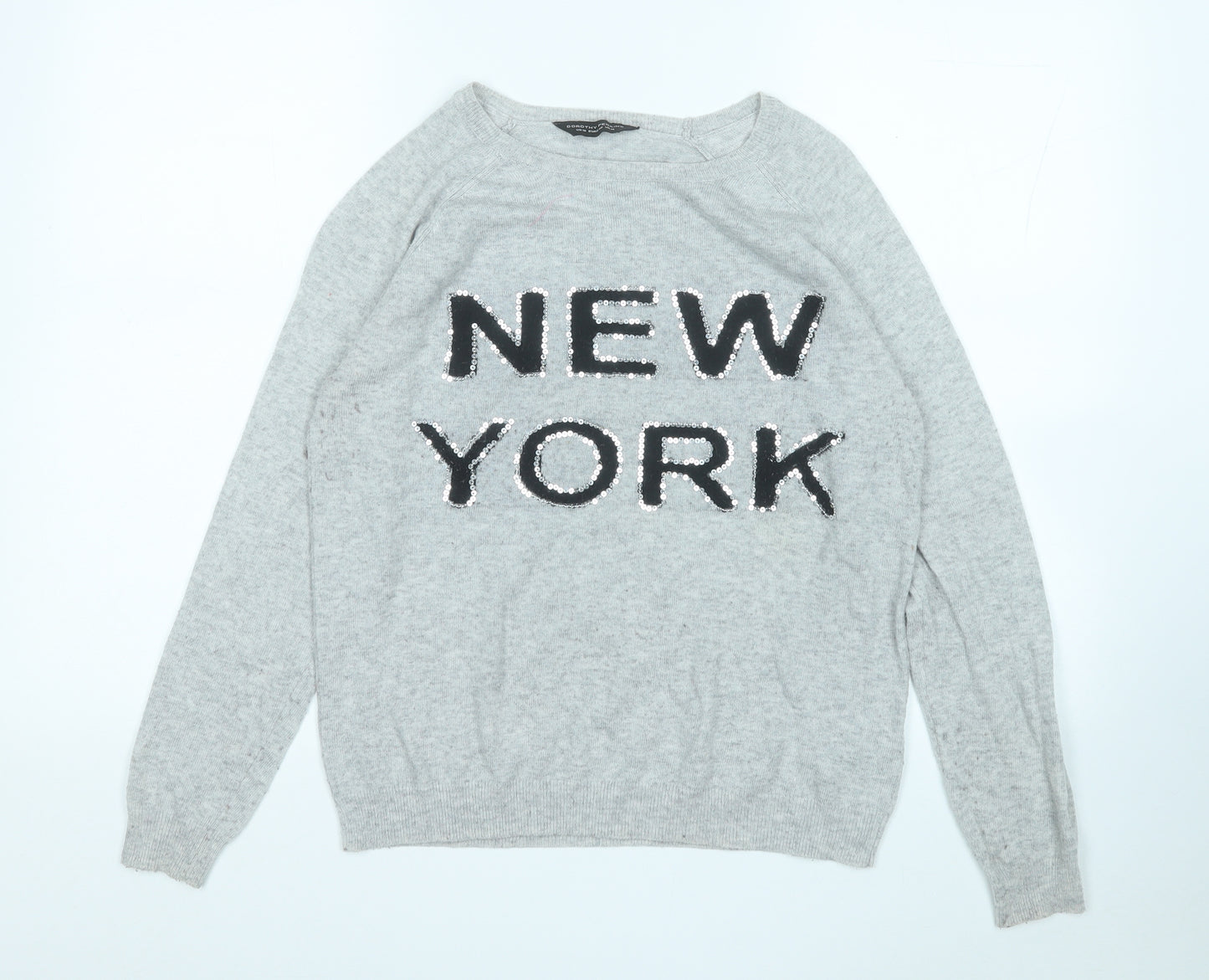 Dorothy Perkins Womens Grey Round Neck  Acrylic Pullover Jumper Size 14   - New York City