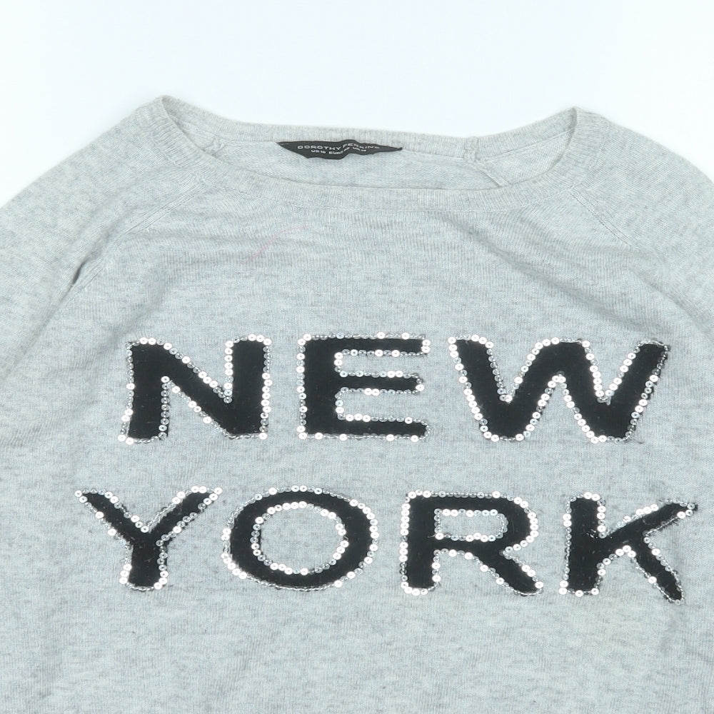 Dorothy Perkins Womens Grey Round Neck  Acrylic Pullover Jumper Size 14   - New York City