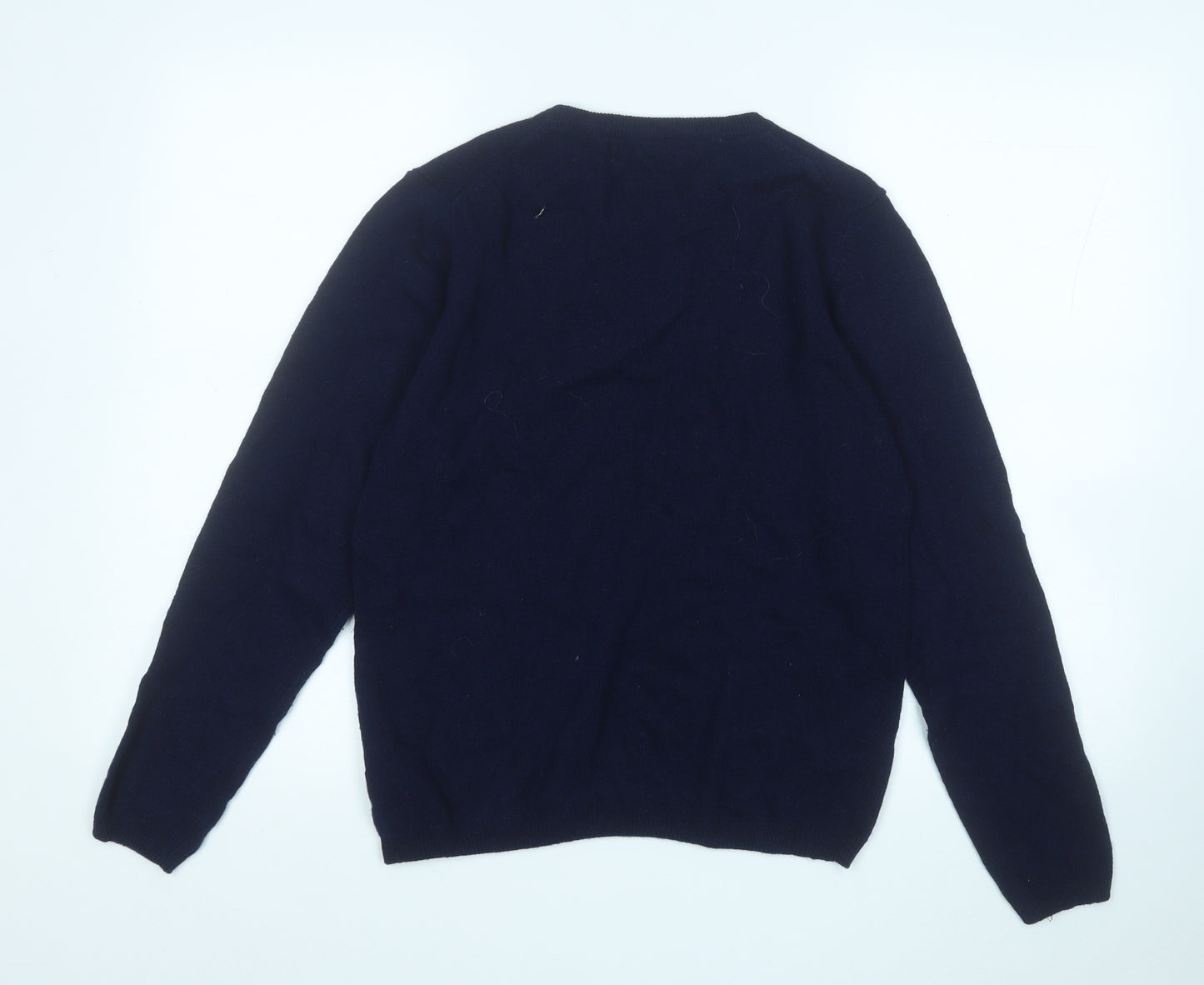 Isle Womens Blue Round Neck  Wool Pullover Jumper Size S