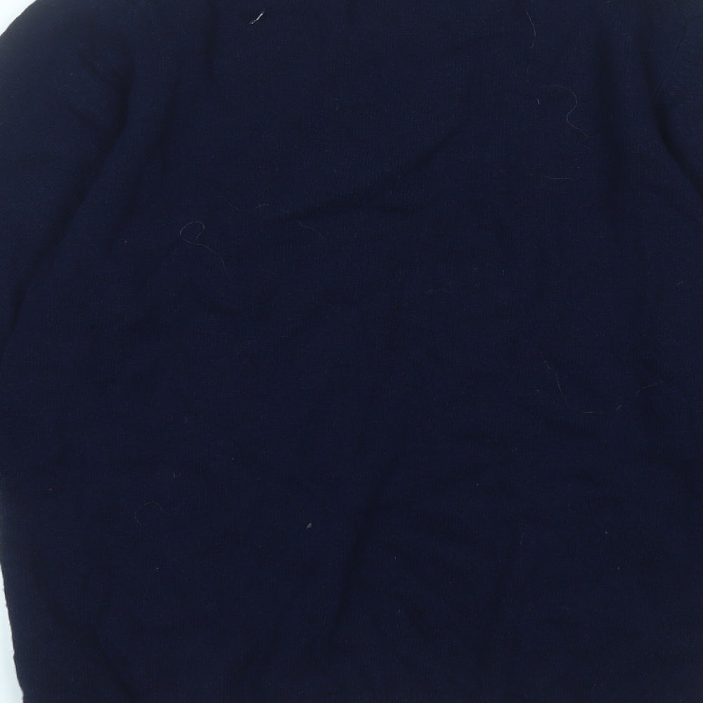 Isle Womens Blue Round Neck  Wool Pullover Jumper Size S
