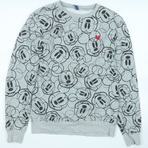 Divided by H&M Womens Grey Geometric Cotton Henley Sweatshirt Size XS   - Minnie Mouse
