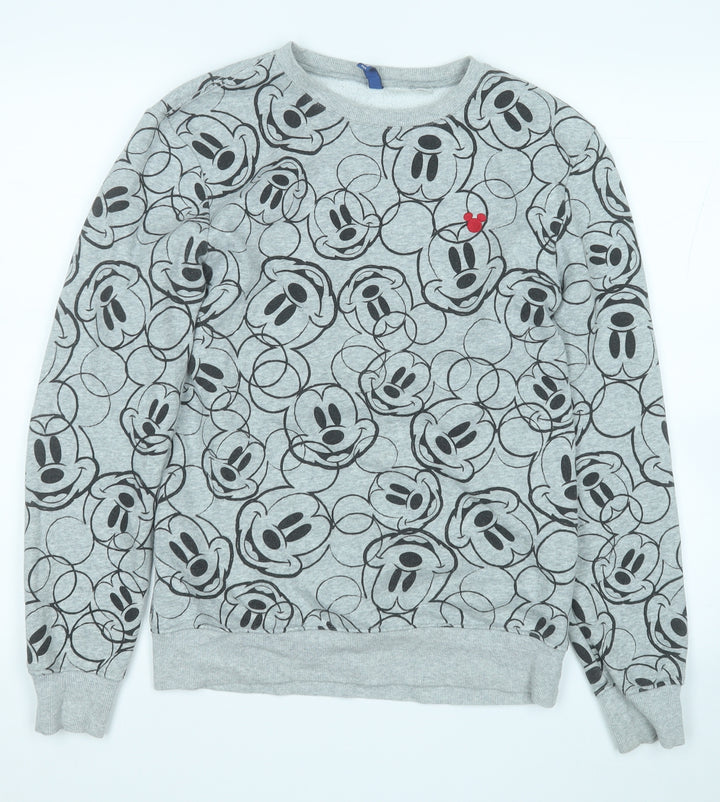Divided by H&M Womens Grey Geometric Cotton Henley Sweatshirt Size XS   - Minnie Mouse