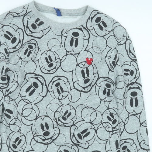 Divided by H&M Womens Grey Geometric Cotton Henley Sweatshirt Size XS   - Minnie Mouse