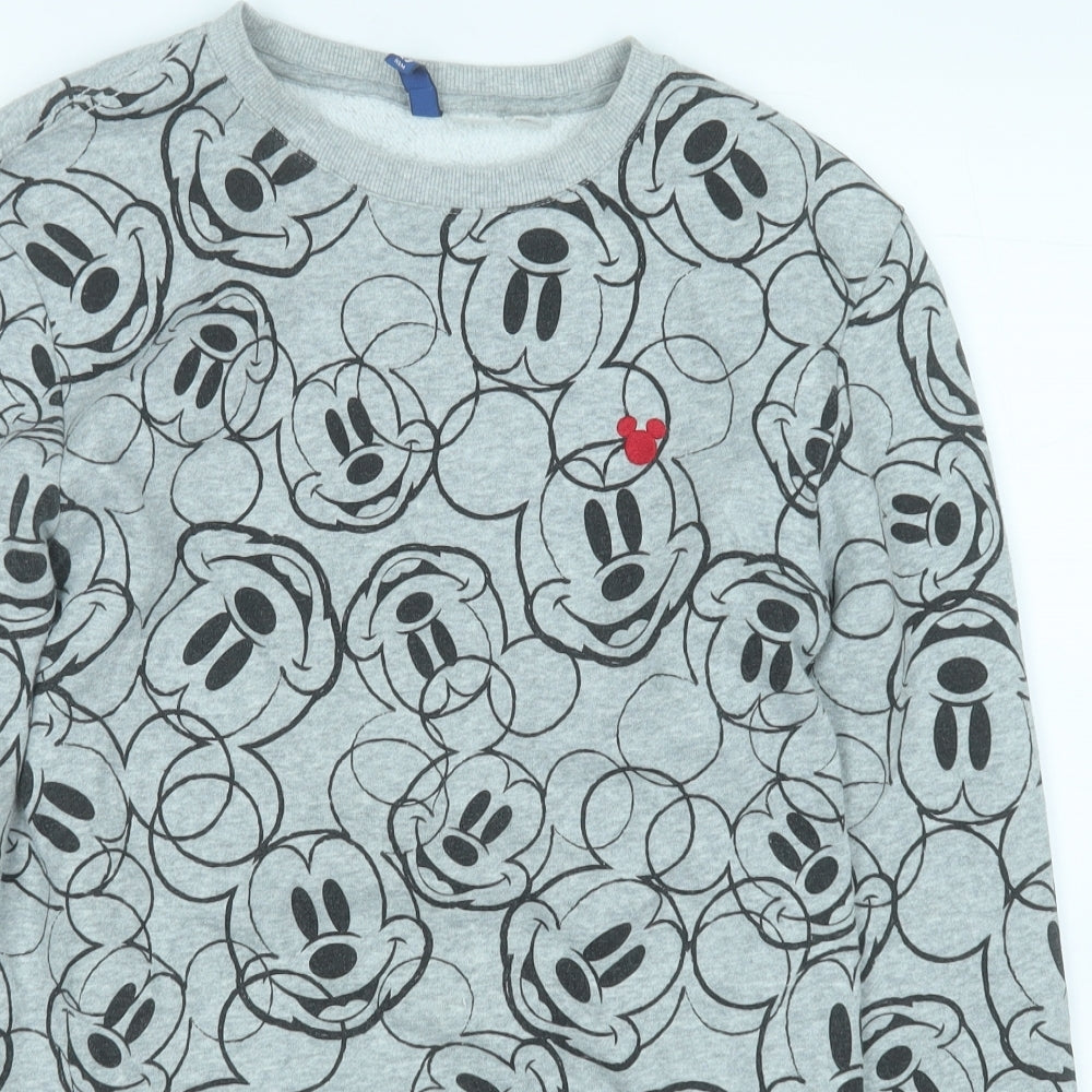 Divided by H&M Womens Grey Geometric Cotton Henley Sweatshirt Size XS   - Minnie Mouse