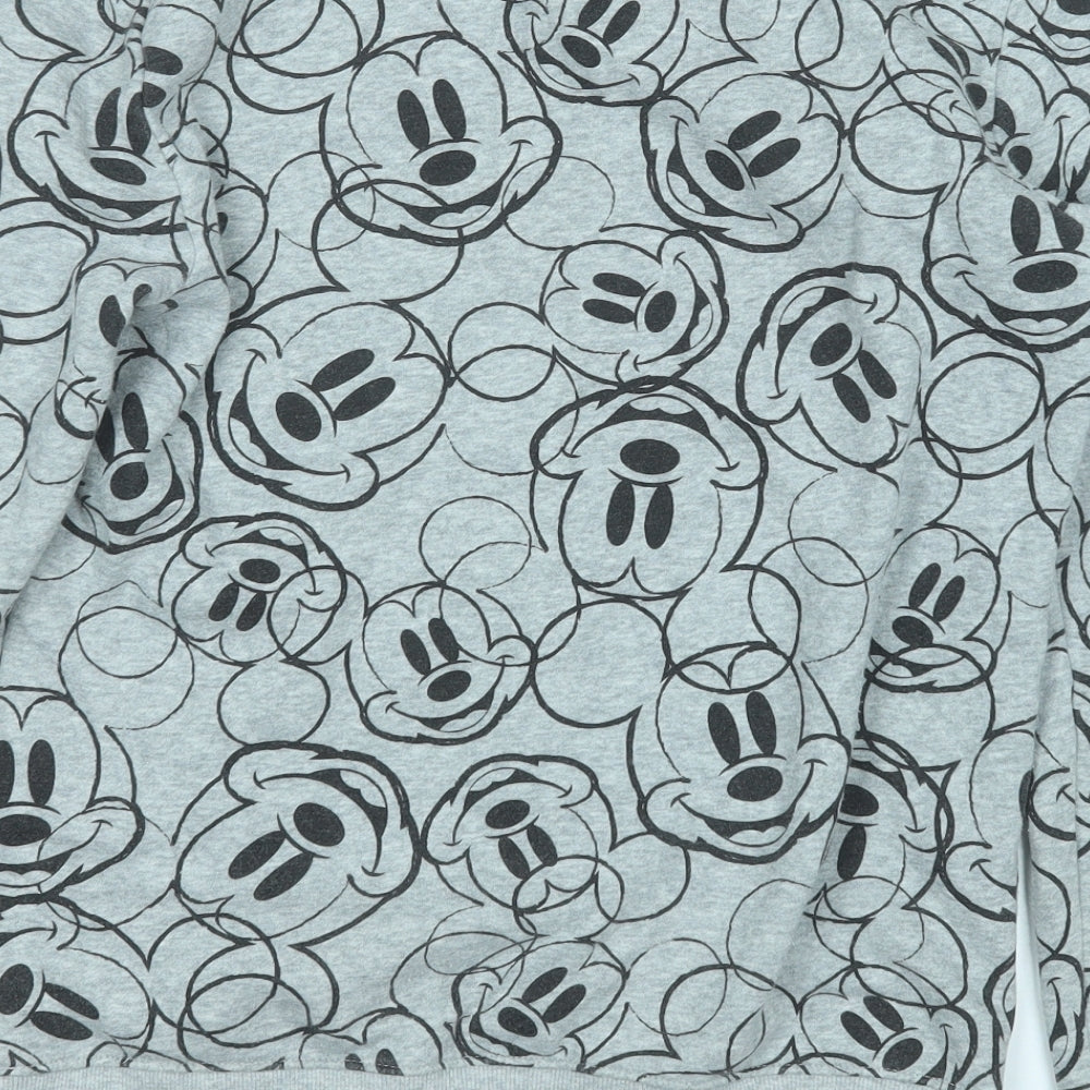 Divided by H&M Womens Grey Geometric Cotton Henley Sweatshirt Size XS   - Minnie Mouse