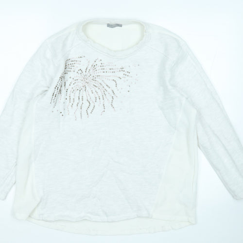 Zara Womens Grey Round Neck  Cotton Pullover Jumper Size M
