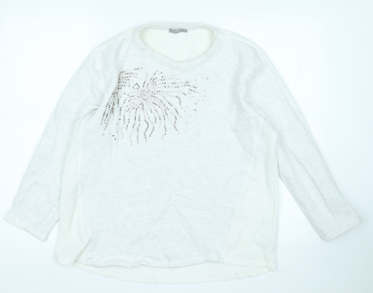 Zara Womens Grey Round Neck  Cotton Pullover Jumper Size M