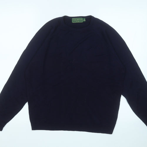 equorian Womens Blue Round Neck  Acrylic Pullover Jumper Size M