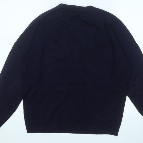 equorian Womens Blue Round Neck  Acrylic Pullover Jumper Size M