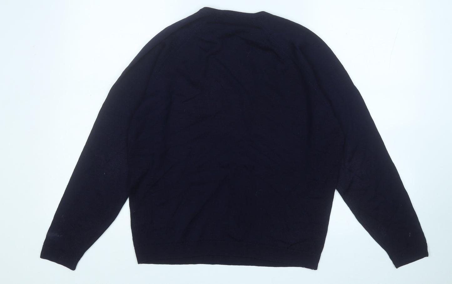 equorian Womens Blue Round Neck  Acrylic Pullover Jumper Size M