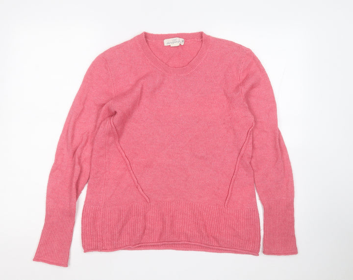 H&M Womens Pink Round Neck  Acrylic Pullover Jumper Size M