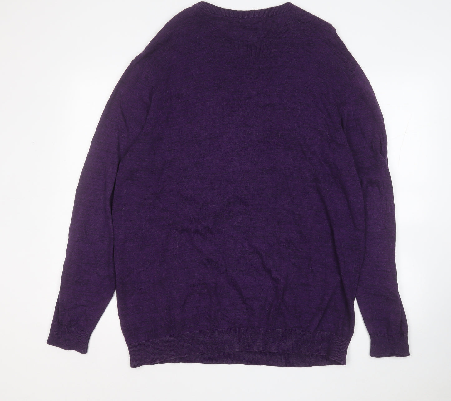 George Mens Purple Round Neck  Cotton Pullover Jumper Size 2XL