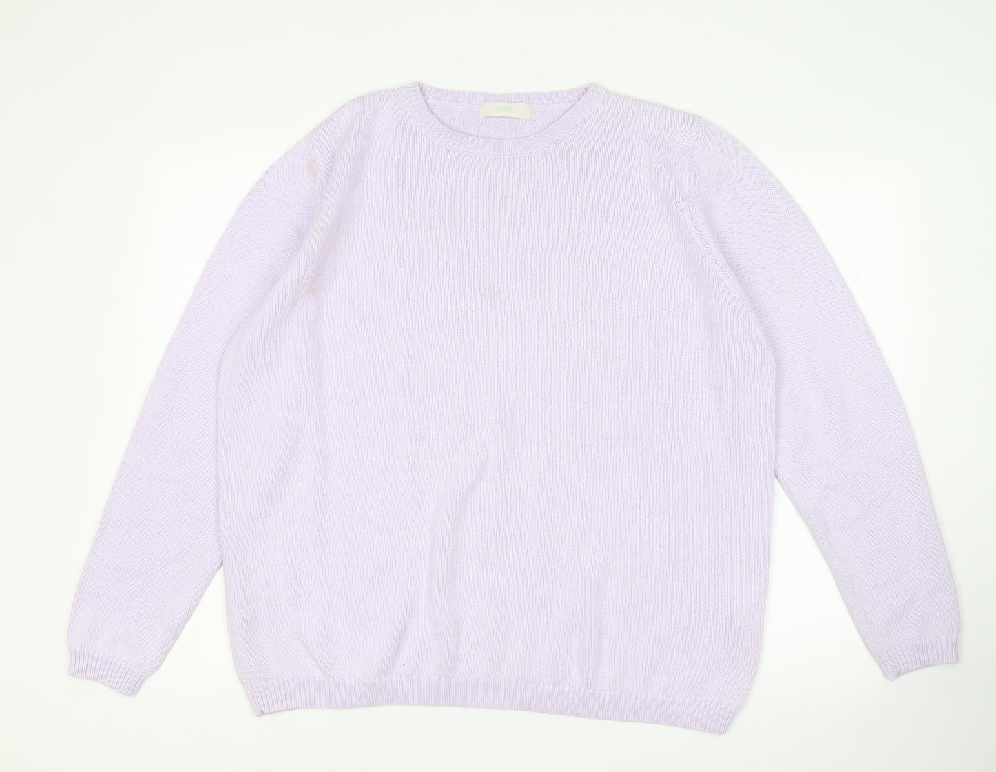 Marks and Spencer Womens Purple Round Neck  Cotton Pullover Jumper Size 22