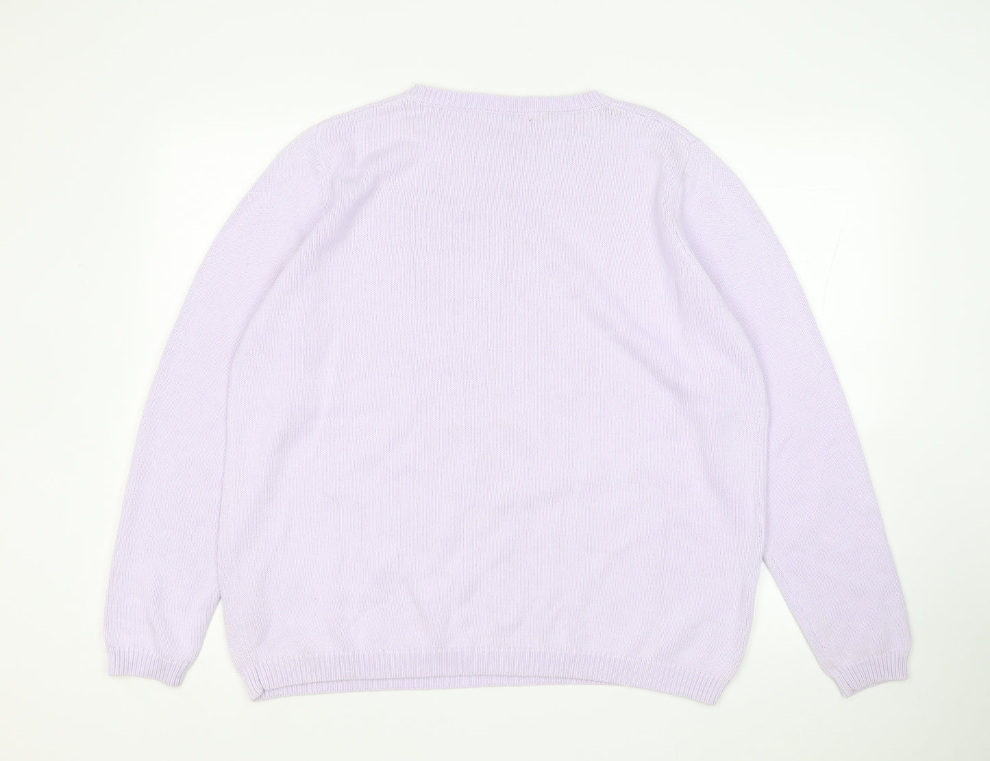 Marks and Spencer Womens Purple Round Neck  Cotton Pullover Jumper Size 22