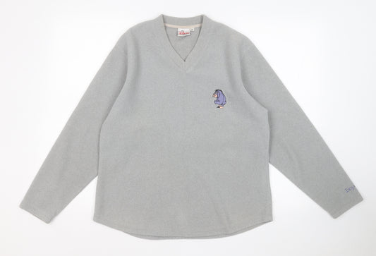 Front view of The Disney Store women’s grey v-neck polyester jumper, size M