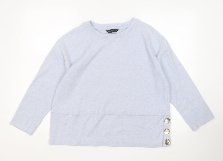 F&F Womens Blue Round Neck  Polyester Pullover Jumper Size 10