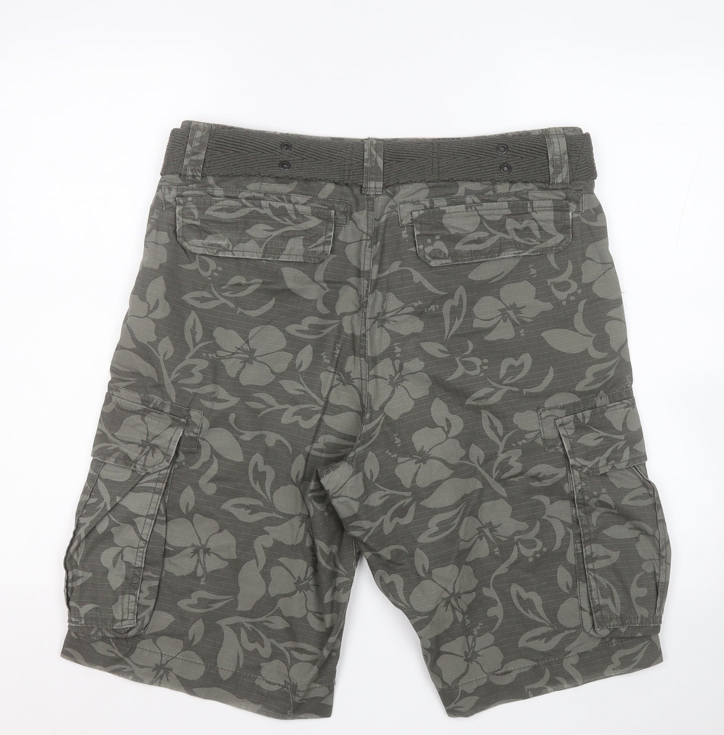 Cherokee Mens Green Floral Cotton Cargo Shorts Size 34 in  Regular