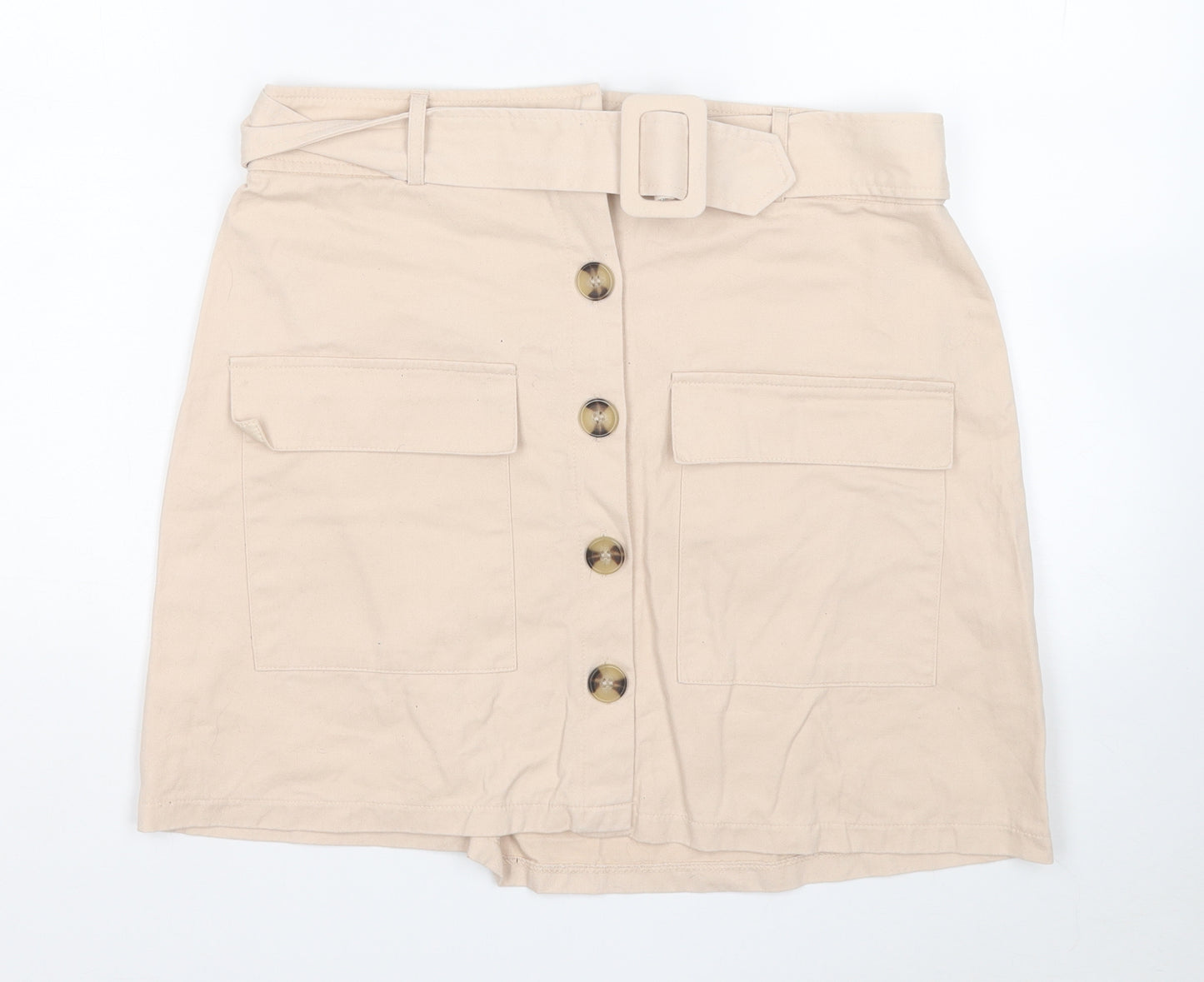 Primark Womens Beige  Cotton A-Line Skirt Size 14