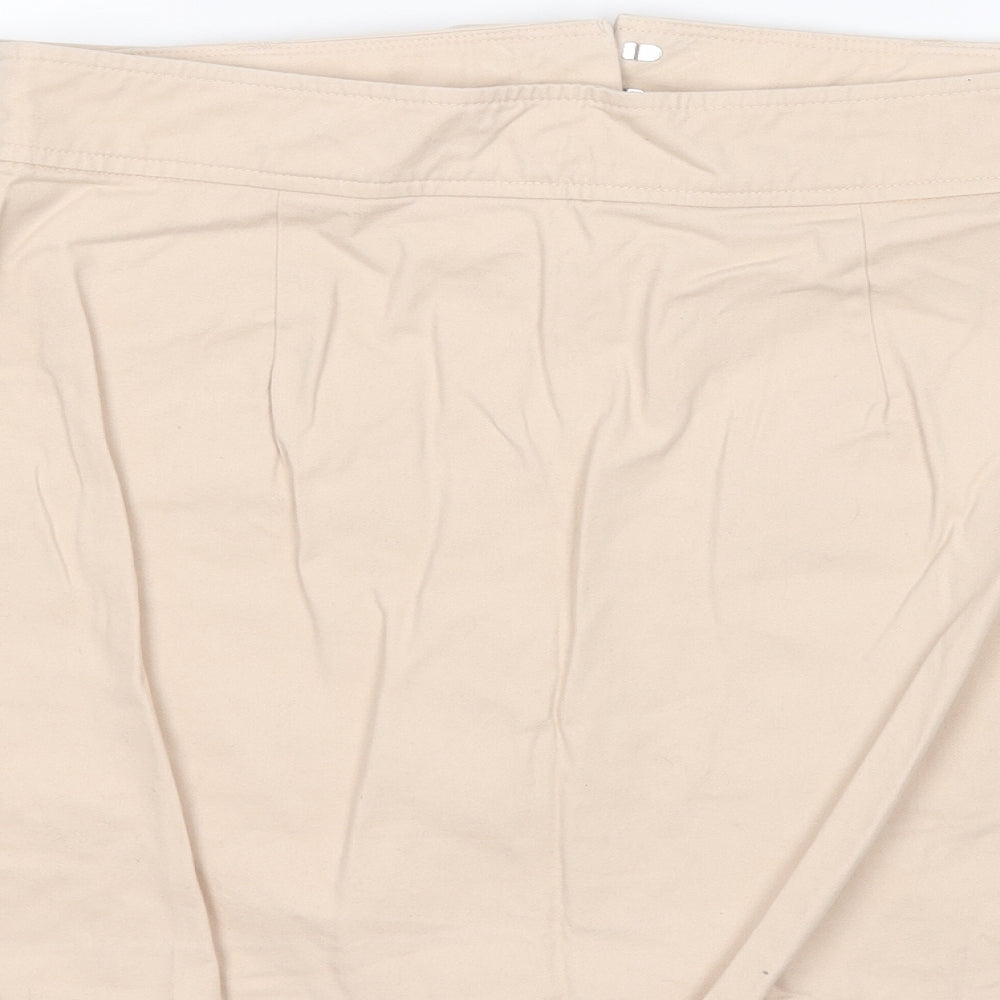 Primark Womens Beige  Cotton A-Line Skirt Size 14