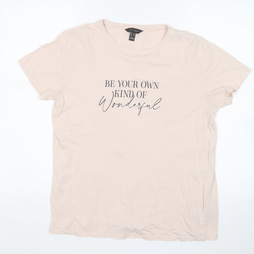 New Look Womens Beige  100% Cotton Basic T-Shirt Size 16 Round Neck - Be your own kind of wonderful