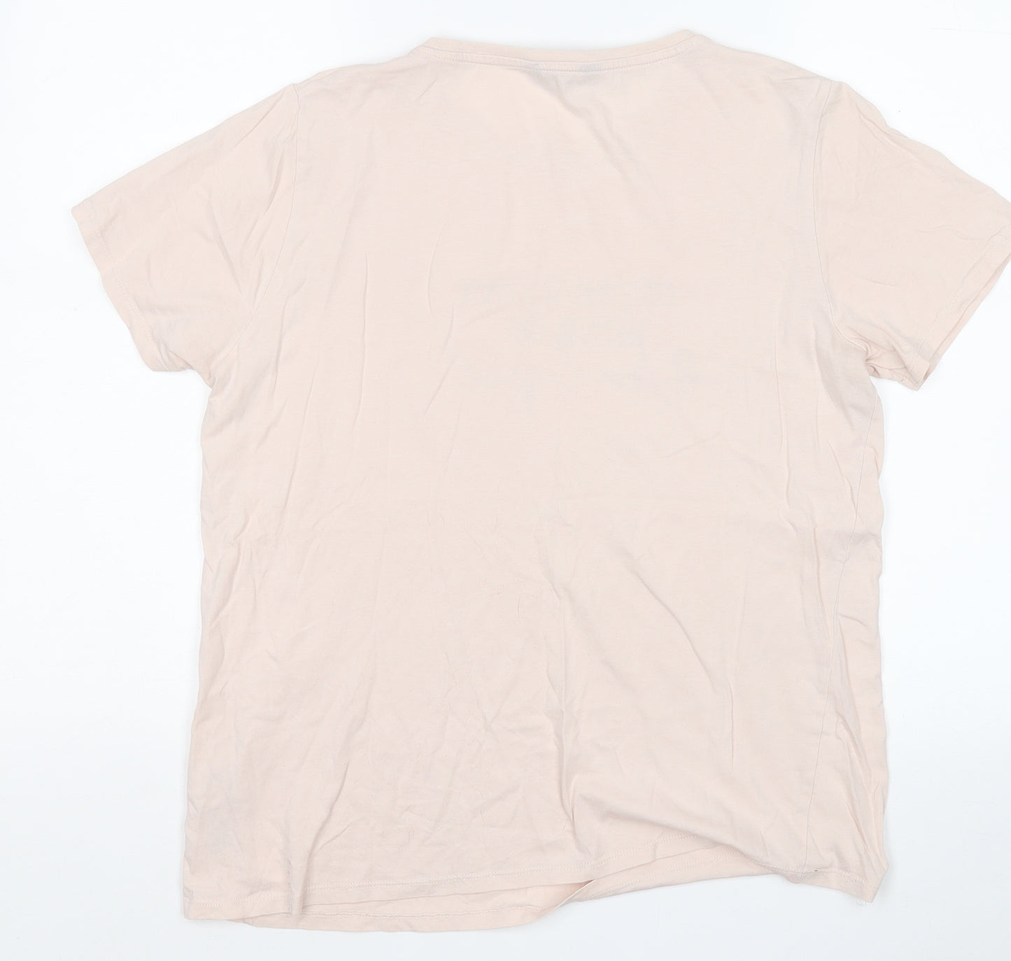 New Look Womens Beige  100% Cotton Basic T-Shirt Size 16 Round Neck - Be your own kind of wonderful