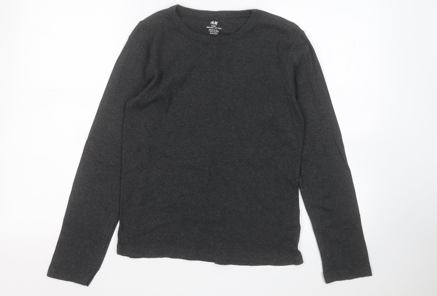 H&M Boys Grey  Cotton Basic T-Shirt Size 14-15 Years Round Neck