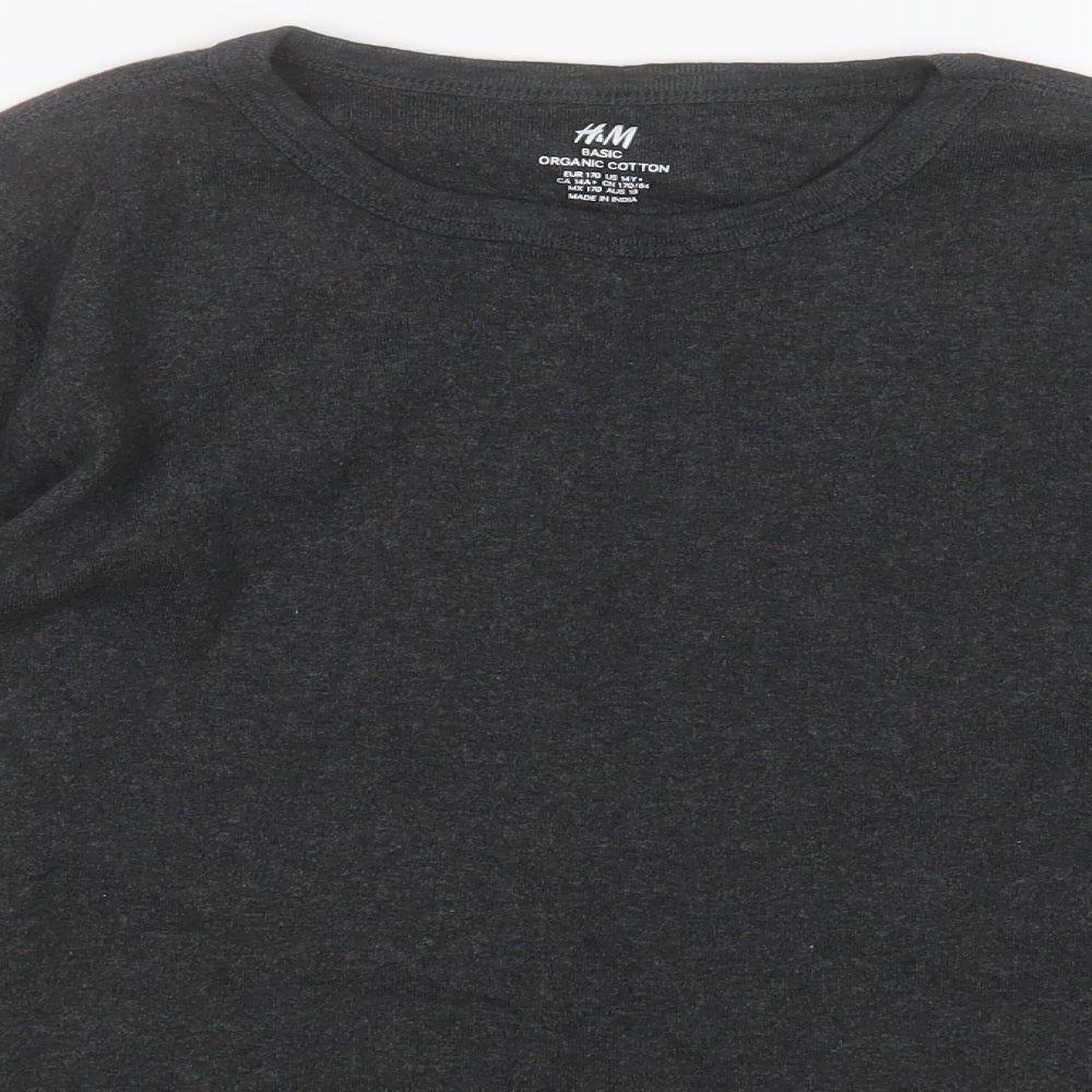 H&M Boys Grey  Cotton Basic T-Shirt Size 14-15 Years Round Neck