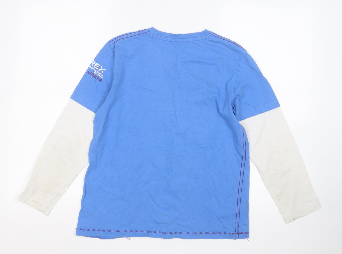 Dunnes Stores Mens Blue  Cotton  T-Shirt Size XS Round Neck  - T-Rex Predator Series