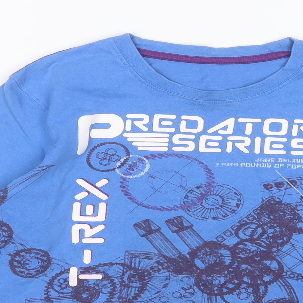 Dunnes Stores Mens Blue  Cotton  T-Shirt Size XS Round Neck  - T-Rex Predator Series