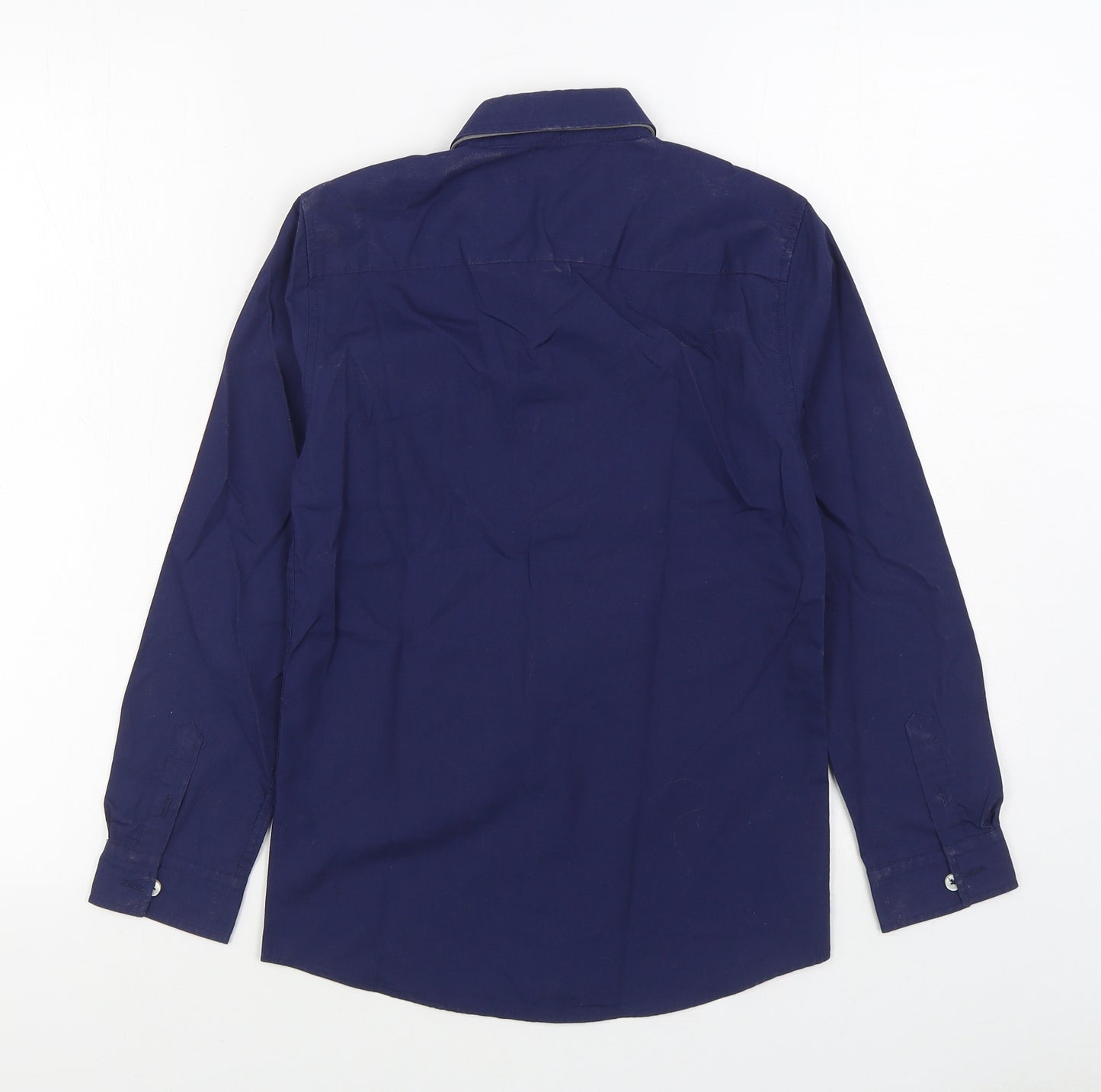 George Boys Blue  Polyester Basic Button-Up Size 9-10 Years Collared Button