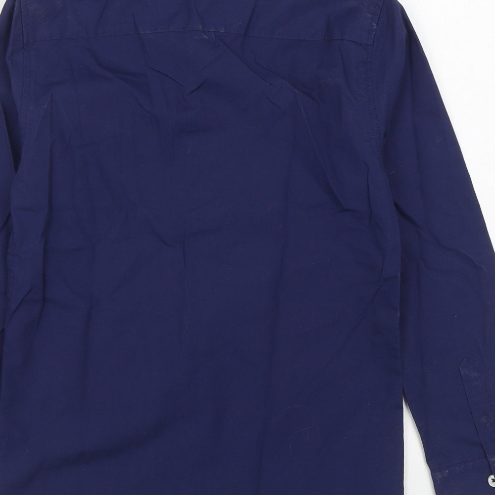 George Boys Blue  Polyester Basic Button-Up Size 9-10 Years Collared Button