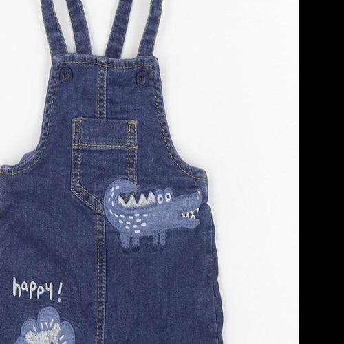 NEXT Boys Blue  Cotton Dungaree Outfit/Set Size 0-3 Months  Button