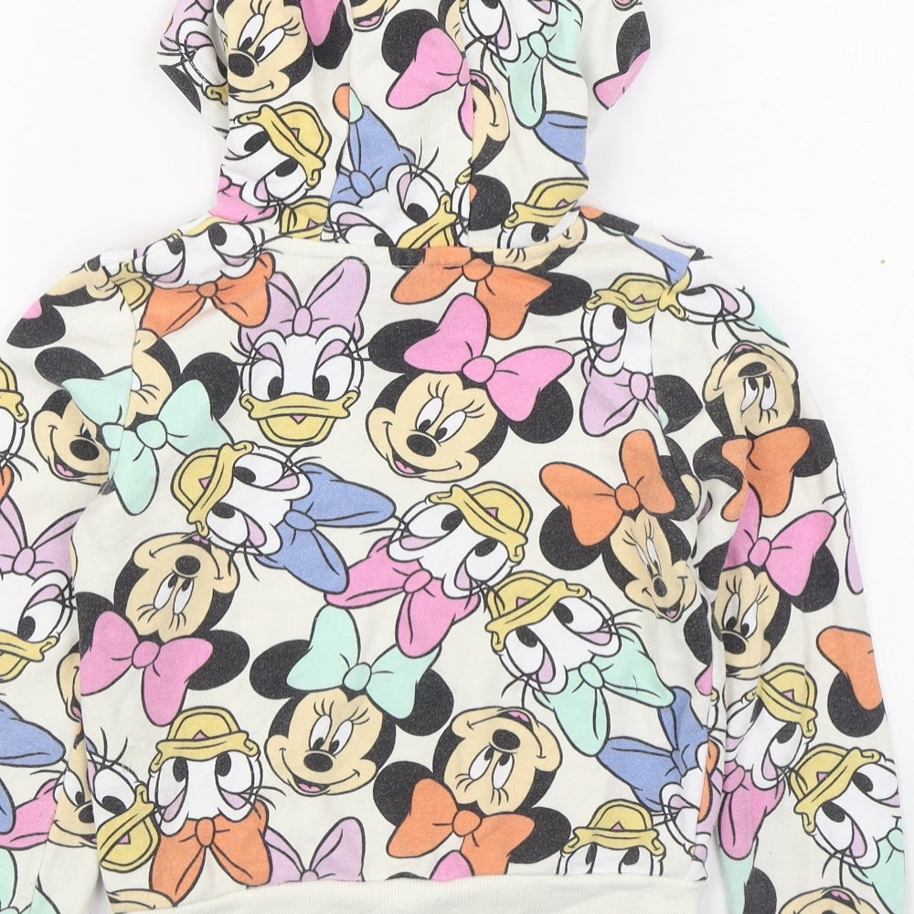 Primark Girls Multicoloured Geometric Cotton Pullover Hoodie Size 5-6 Years  Pullover - Disney