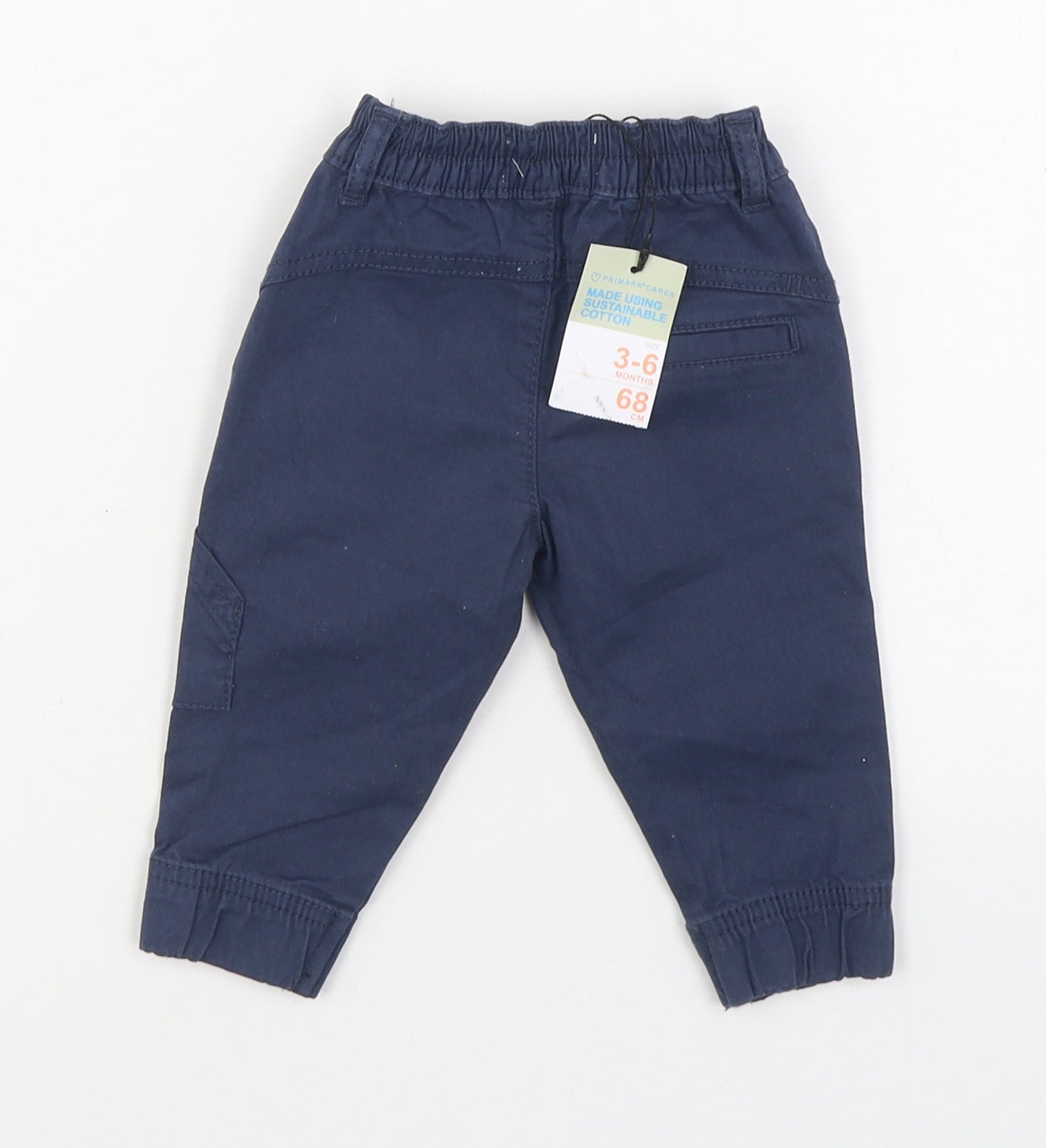 Primark Boys Blue  Cotton Track Pants Trousers Size 3-6 Months  Zip