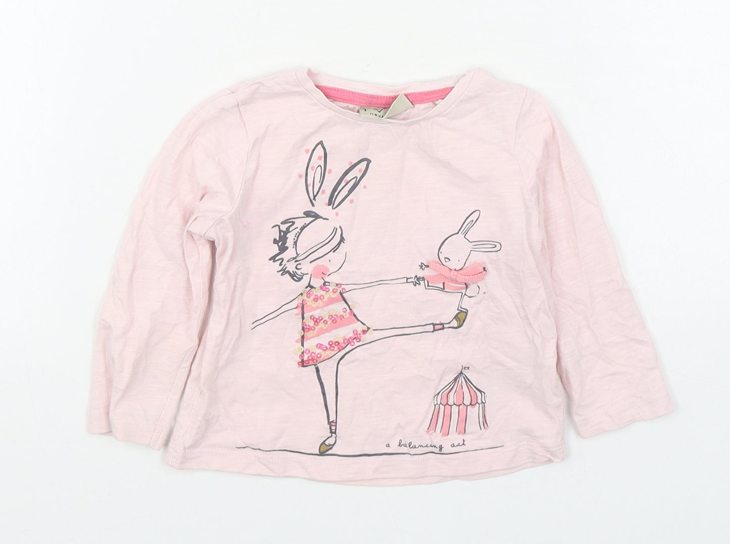 NEXT Girls Pink  100% Cotton Basic T-Shirt Size 3-6 Months Round Neck Pullover
