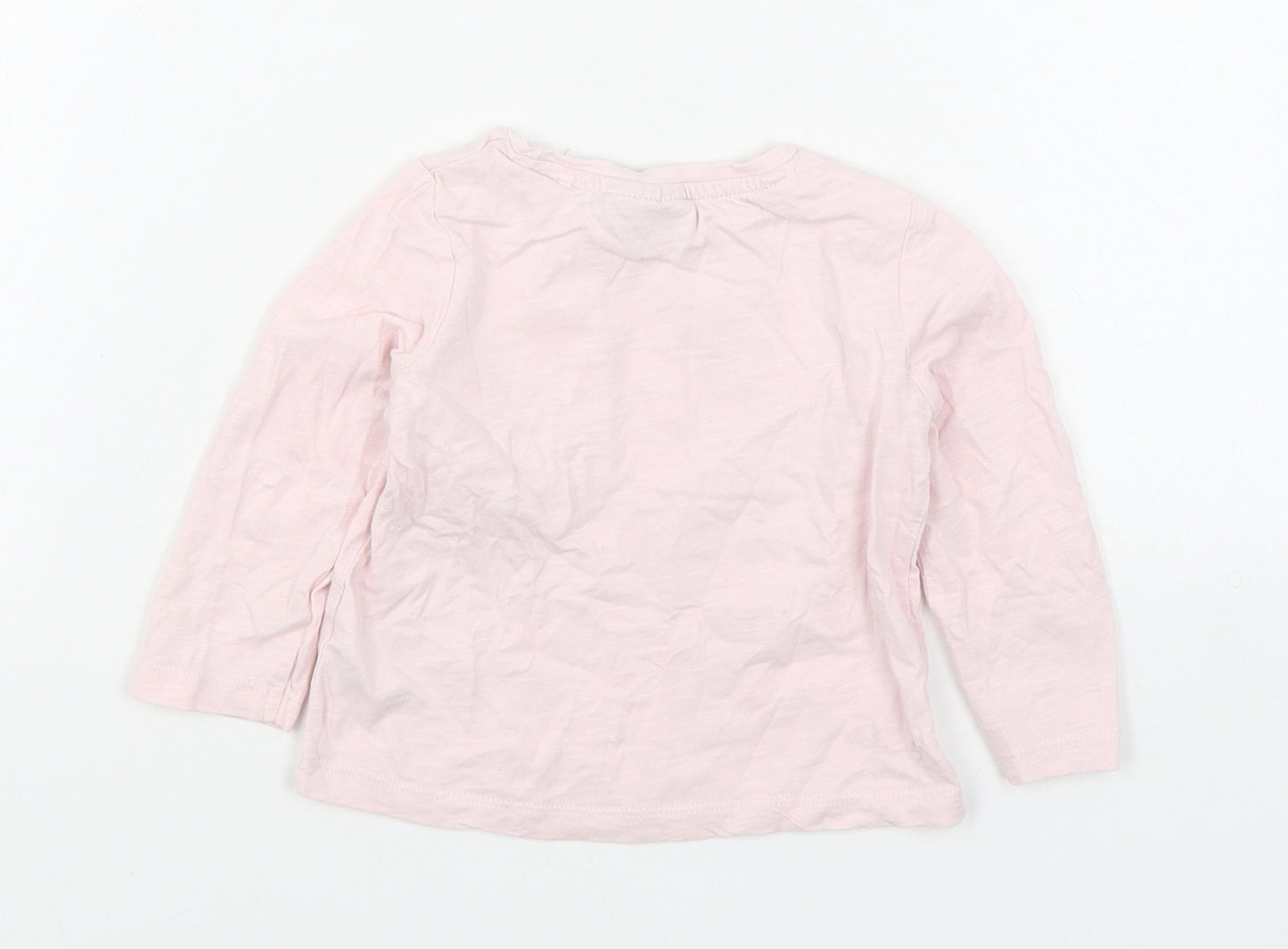 NEXT Girls Pink  100% Cotton Basic T-Shirt Size 3-6 Months Round Neck Pullover