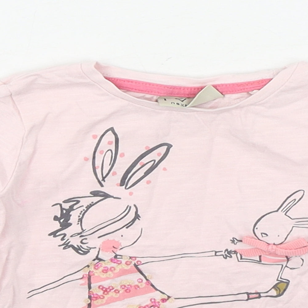 NEXT Girls Pink  100% Cotton Basic T-Shirt Size 3-6 Months Round Neck Pullover