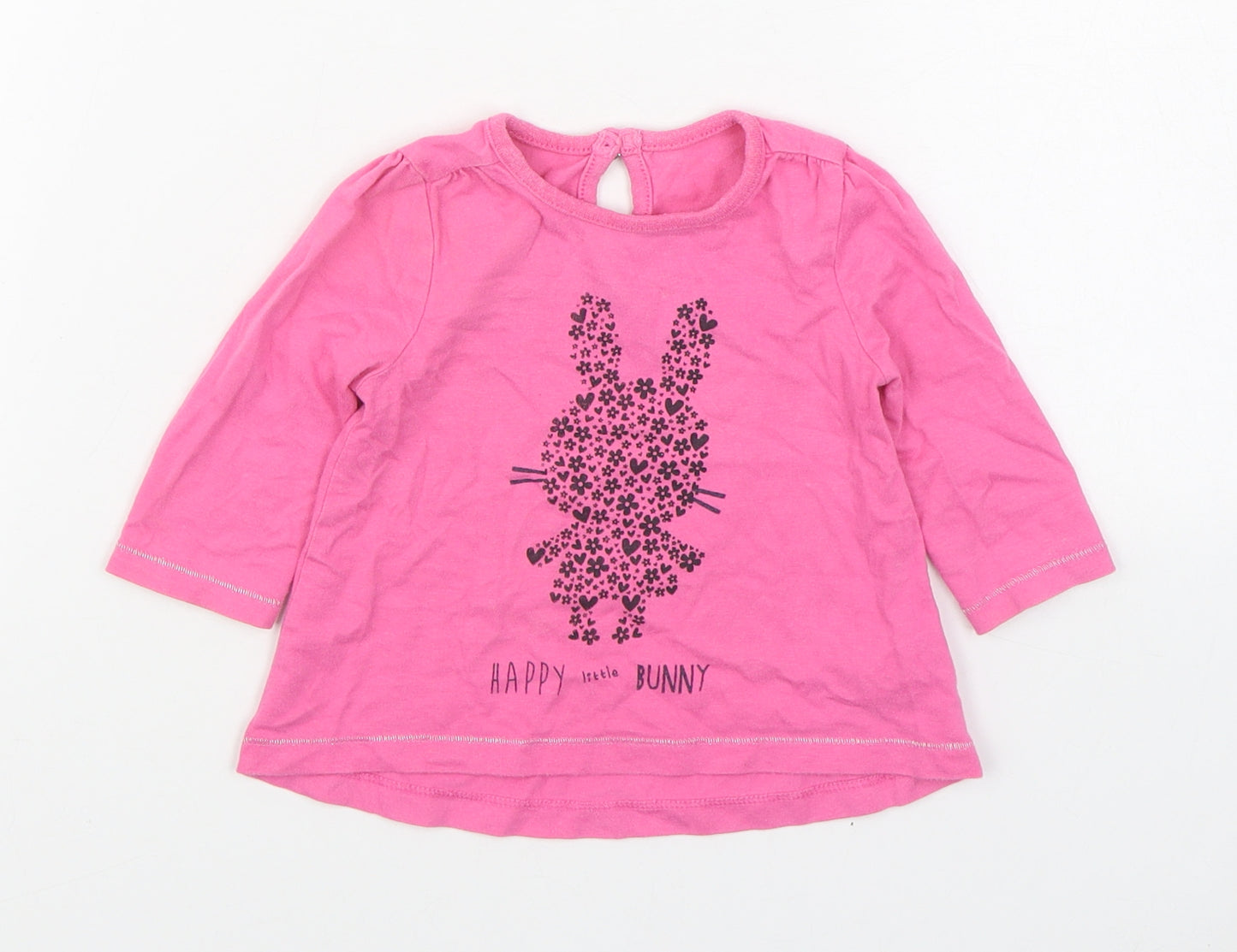 Dunnes Stores Girls Pink  100% Cotton Basic T-Shirt Size 3-6 Months Round Neck Pullover