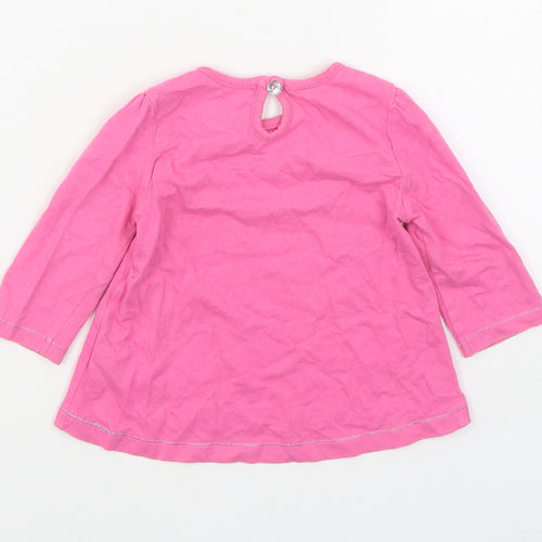 Dunnes Stores Girls Pink  100% Cotton Basic T-Shirt Size 3-6 Months Round Neck Pullover