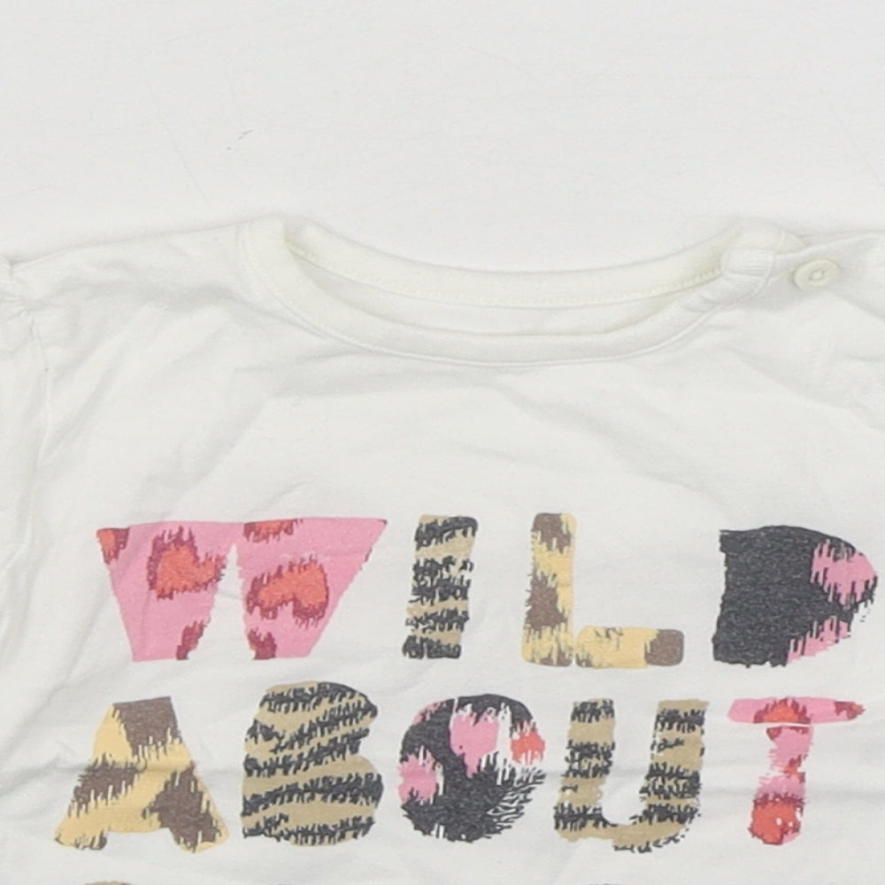 F&F Girls White  100% Cotton Basic T-Shirt Size 3-6 Months Round Neck Pullover