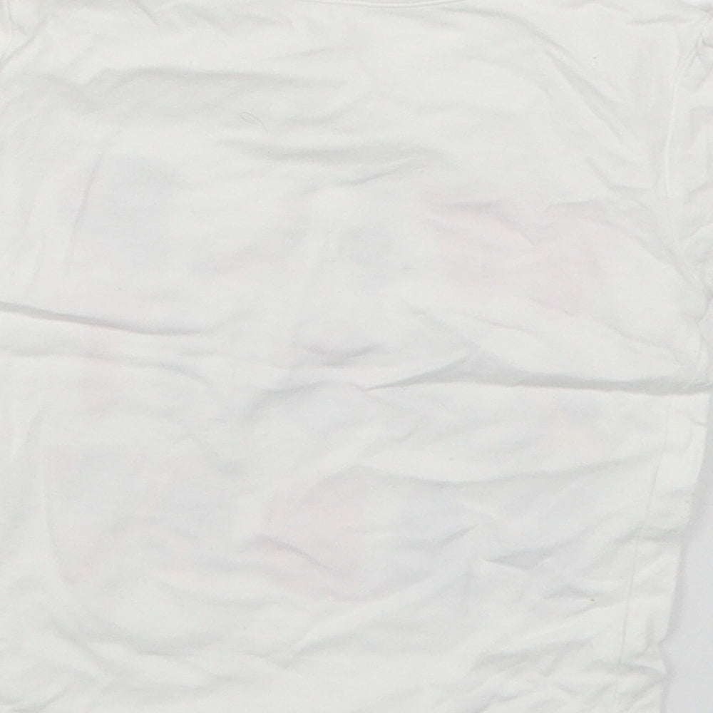 F&F Girls White  100% Cotton Basic T-Shirt Size 3-6 Months Round Neck Pullover