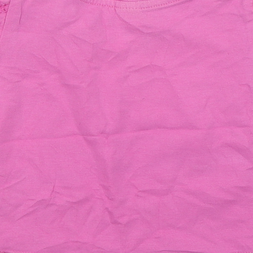 NEXT Girls Pink  100% Cotton Basic T-Shirt Size 6-9 Months Round Neck Pullover