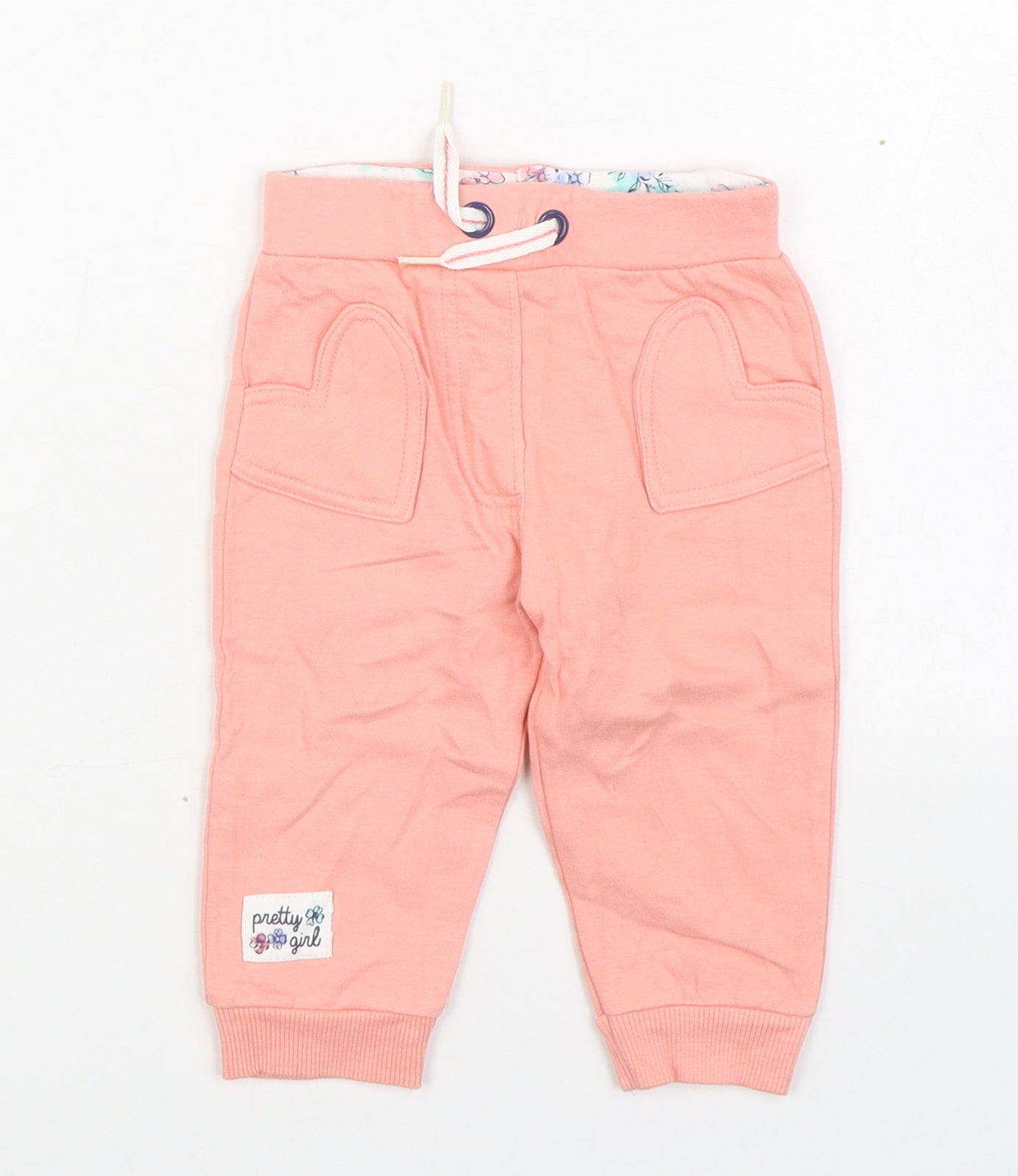 Heatons baby Girls Pink  100% Cotton Jogger Trousers Size 6-9 Months  Tie